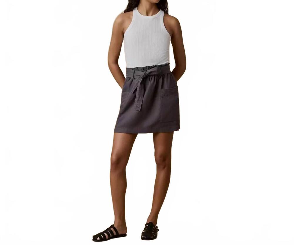NEW FAHERTY topanga drape mini skirt in washed black